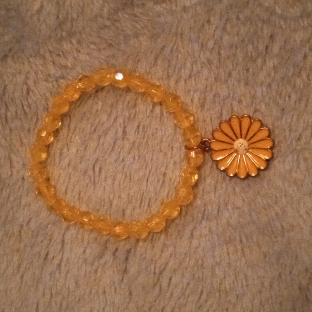 Handmade kids sparkly & iridescent yellow Barbie necklace with sunflower charm